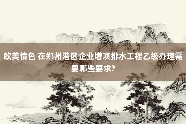 欧美情色 在郑州港区企业增项排水工程乙级办理需要哪些要求?