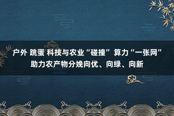 户外 跳蛋 科技与农业“碰撞” 算力“一张网”助力农产物分娩向优、向绿、向新